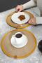 2 Pieces 32cm Round Mustard Striped American Service Wicker Jute Braid Charger Presentation Set