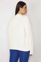 Women's Large Size Bone Crew Neck Self-Striped Long Sleeve Blouse 65n29904 - 2