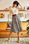 Women's Black Mink Suede Textured Bell Skirt with Elastic Waist ETK-19000141 - 2