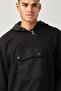 Erkek Siyah Çapraz Fermuarlı Sweatshirt - 3