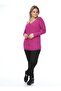 Women's Fuchsia V-Neck Contrast Stitched Camisole Blouse - 2
