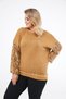 Women's Mustard Waffle Fabric Sleeve Ruched Oil Wash Blouse - 4