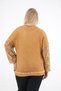 Women's Mustard Waffle Fabric Sleeve Ruched Oil Wash Blouse - 5