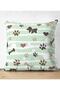 Double Sided Green Striped Digital Printed Modern Suede Pillow Throw Pillow Cover with Paw Trace on the Floor
