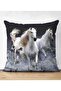 Double Sided Digital Printed Decorative Suede Pillow with Horse Picture Throw Pillow Cover