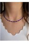 Women's Gold Color Cobalt Blue Sand Beaded Sports Necklace - 2