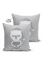 Double Sided Gray Teddy Bear on the Floor Design Baby Room Suede Pillow Throw Pillow Cover - 2