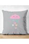 Double Sided Pink Cloudy on Gray Floor Baby Shower Children's Room Suede Pillow Cushion Cover