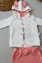 Rabbit Girl Baby Girl Jacket 3 Piece Set Ecru - 2