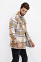 Men's Plaid Patterned Comfortable Fit Lumberjack Shirt Ecru 22w602