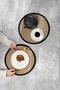 2 Pieces 35cm Round Black Striped American Service Wicker Jute Braid Charger Presentation Set - 2