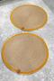 2 Pieces 32cm Round Mustard Striped American Service Wicker Jute Braid Charger Presentation Set - 4