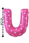 Foil Balloon Letter U Helium Balloon 40 Cm Pink Color