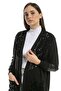Women's Black Sequined Leather Garnished Cardigan - 5