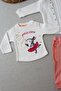 Rabbit Girl Baby Girl Jacket 3 Piece Set Ecru - 5