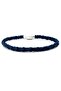 Navy Blue Genuine Hair Braid Leather Metal Magnet Men's Bracelet M019g