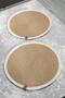 2 Pieces 35cm Round White Striped American Service Wicker Jute Braid Charger Presentation Set - 3