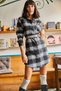 Women's Black Striped Plaid Lumber Thick Plaid Tunic Dress ELB-19000836 - 3