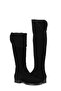 Women's Genuine Black Suede Zippered Bihter Long Boots 052 - 4