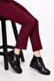 Women's Genuine Leather Honeycomb Patterned Daily Comfortable Boots Ndr.3805 - Black Honeycomb - 37 - 2