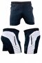 Men's Black and White Split Drop Printed Unlined Sports Running Walking Fitness Shorts with Pockets