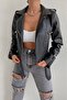 Women's Black Pocket Detailed Leather Jacket - 3