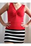 Red Combed Cotton T-Shirt with Twist Collar - 3