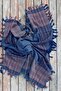 Hand-Woven Winter Wool Shawl Navy Blue-grey Base 130*130cm Shmn0184 - 3