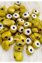 15 Mm Neon Yellow Eyelet Glass Evil Eye Bead