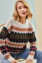 Women's Ecru Multi Patterned Knitwear Sweater 20011169 - 4