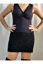Black Combed Viscose Badi with Twisted Front - 4
