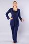 Women's Navy Blue Maternity Dressing Gown Pajama Set - 2