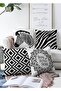 Black and White Concept 4-Piece Double Sided Raschel Knitted Pillow Throw Pillow Cover Set