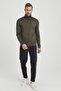 Men's Khaki Large Size Diving Fabric Tracksuit Set - 2