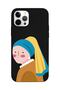 iPhone 12 Pro Max Compatible Pearl Earring Girl Designed Black Launch Phone Case
