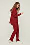 Bordo Fitilli Kapüşonlu Örme Pijama Takımı THMAW22AU0334 - 5