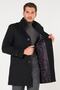 Men's Black Stand-Up Belted Collar Stamp Ezel Coat - 2