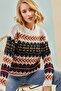 Women's Ecru Multi Patterned Knitwear Sweater 20011169 - 3