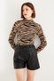 Women's Camel Zebra Patterned Body - 4