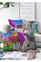 Colorful Street 4-Piece Double Sided Raschel Knitted Pillow Throw Pillow Cover Set