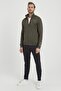 Men's Khaki Large Size Diving Fabric Tracksuit Set - 9