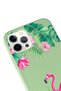 iPhone 13 Pro Max Compatible Tropical Flamingo Design Green Launch Phone Case - 3