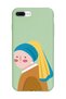 iPhone 7 Plus - 8 Plus Compatible Pearl Earring Girl Designed Green Launch Phone Case