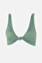 Green Textured Knot Detailed Bikini Top TBESS22BU0040 - 6