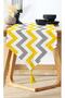 Yellow White Gray Zigzag Geometric Design Patterned Digital Printed Decorative Runner