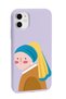 iPhone 11 Compatible Pearl Earring Girl Designed Lilac Launch Phone Case - 2