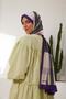 Women's Hijab Medina Silk Shawl Plaid Pattern Purple Scarf Shawl with Strap - 2