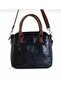 Three Compartment Hand & Shoulder Bag with Chain Accessories Black-Tan - 3