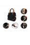 Three Compartment Hand & Shoulder Bag with Chain Accessories Black-Tan - 6