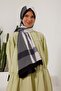Women's Medina Silk Shawl Plaid Pattern Black - Scarf & Shawl with Strap